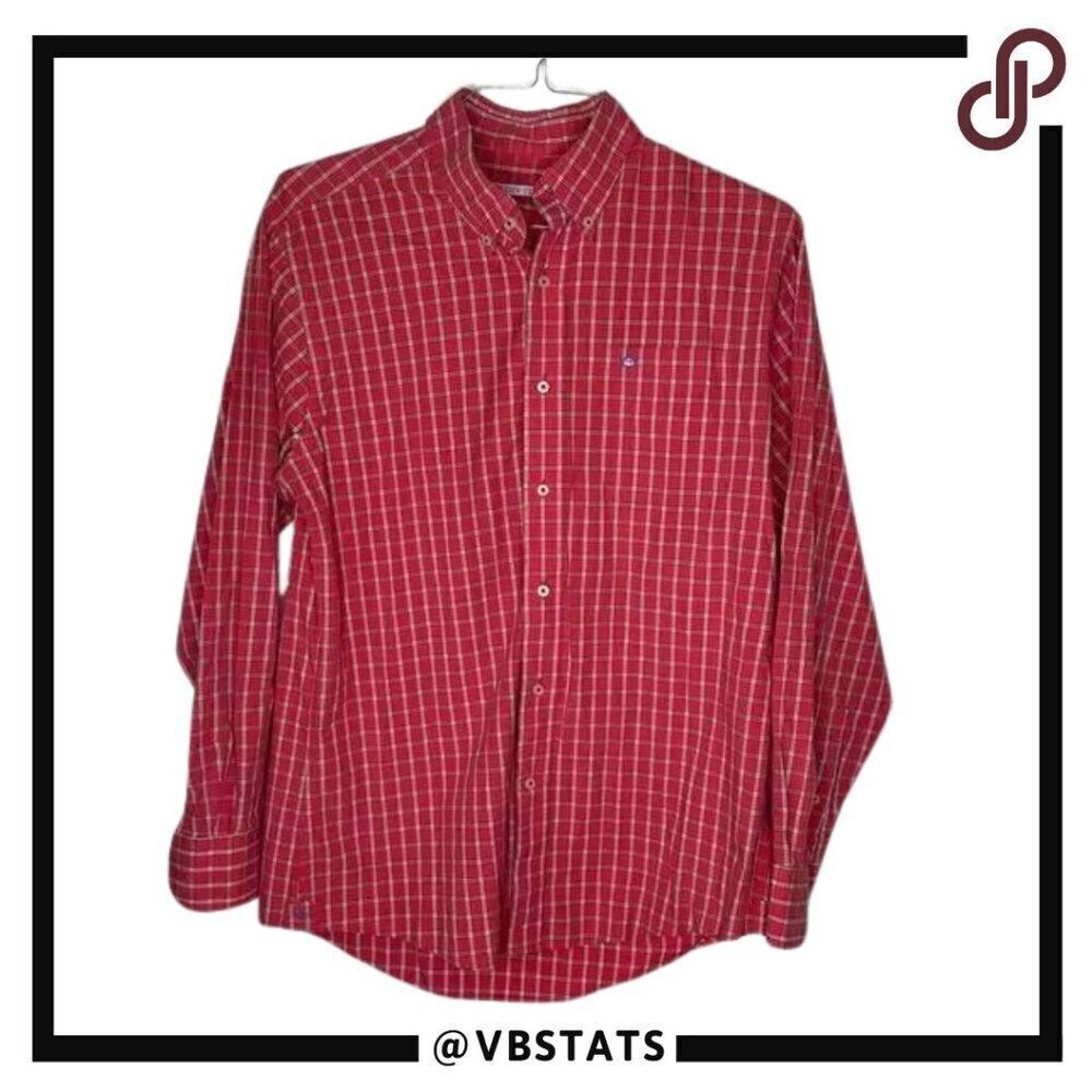Southern Tide Red / White Plaid Long Sleeve Shirt in Size Medium